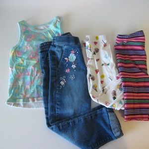 Bundle of 4 Toddler Girl's Outfit with Jeans Size 3T GUC
